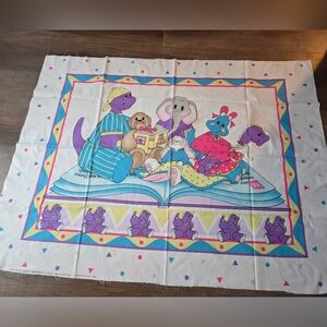 Vintage 1993 Daisy Kingdom Bed Time Stories Dino Animal Baby Print Fabric Sheet